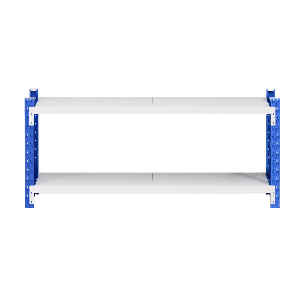 Garage Shelving Workbench Rack, 2 Pack 2 Tier 2m x 0.9m Steel Blue Grey