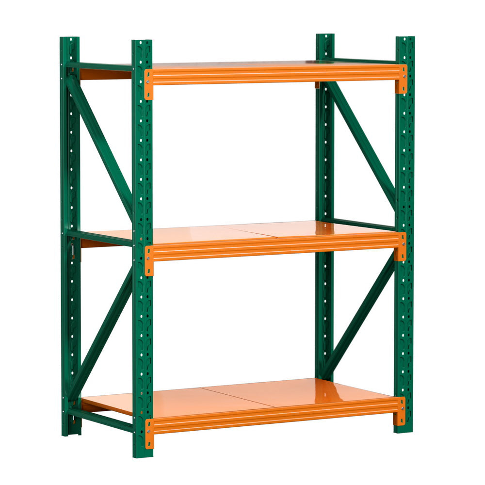 3 Tier Steel Garage Shelving Rack 1.5m x 1.2m Green and Orange