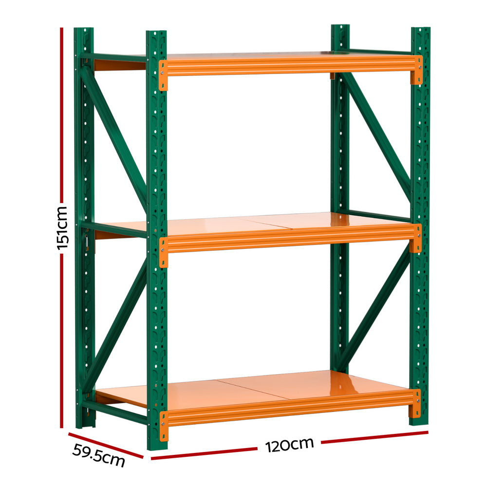 3 Tier Steel Garage Shelving Rack loaded with storage