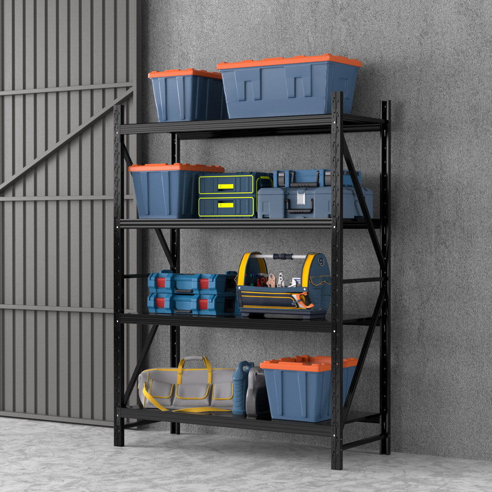 4 Tier Steel Garage Shelving Rack 2m x 1.5m Black