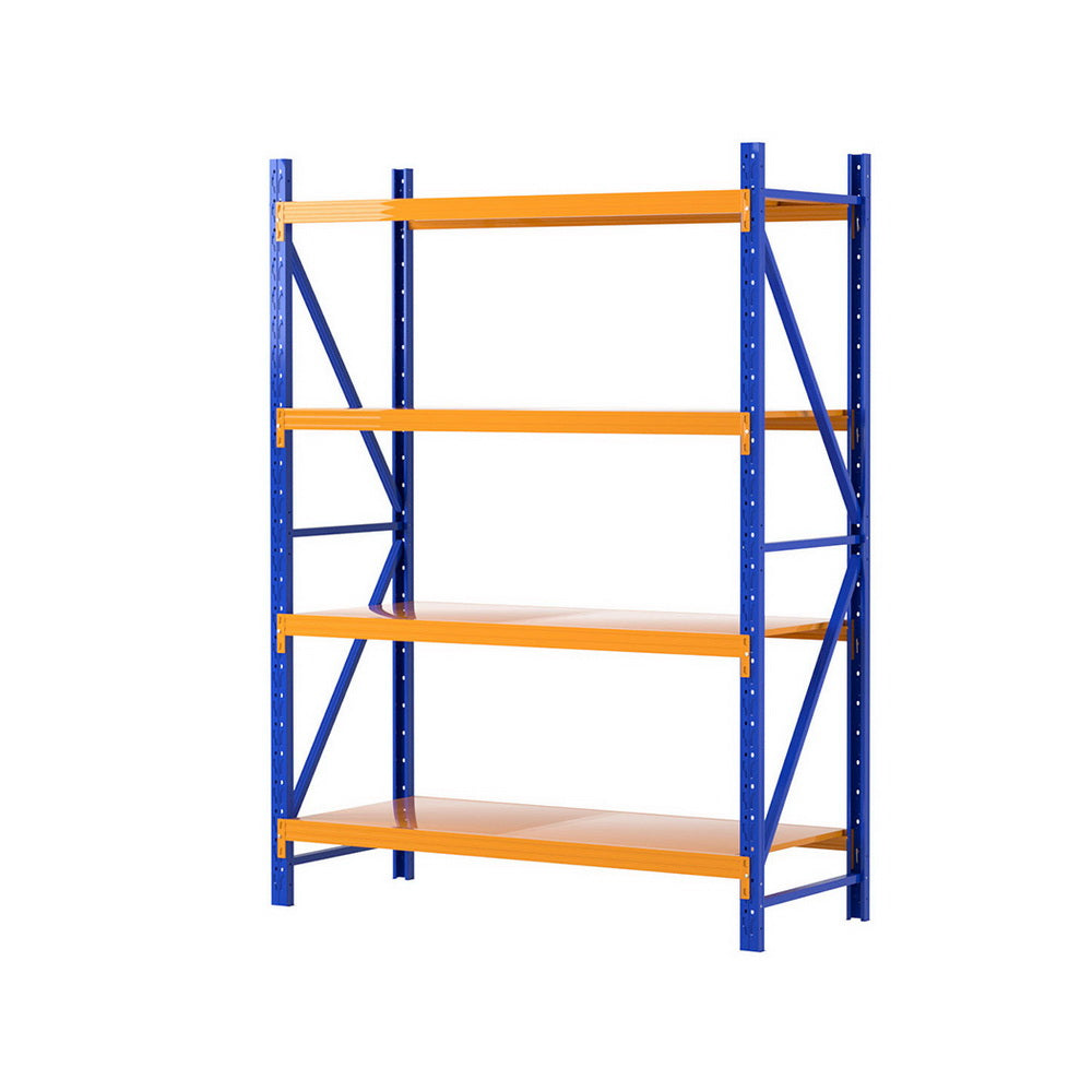 4 Tier Steel Warehouse Shelving Rack 1.5m x 0.6m x 2m Orange and Blue