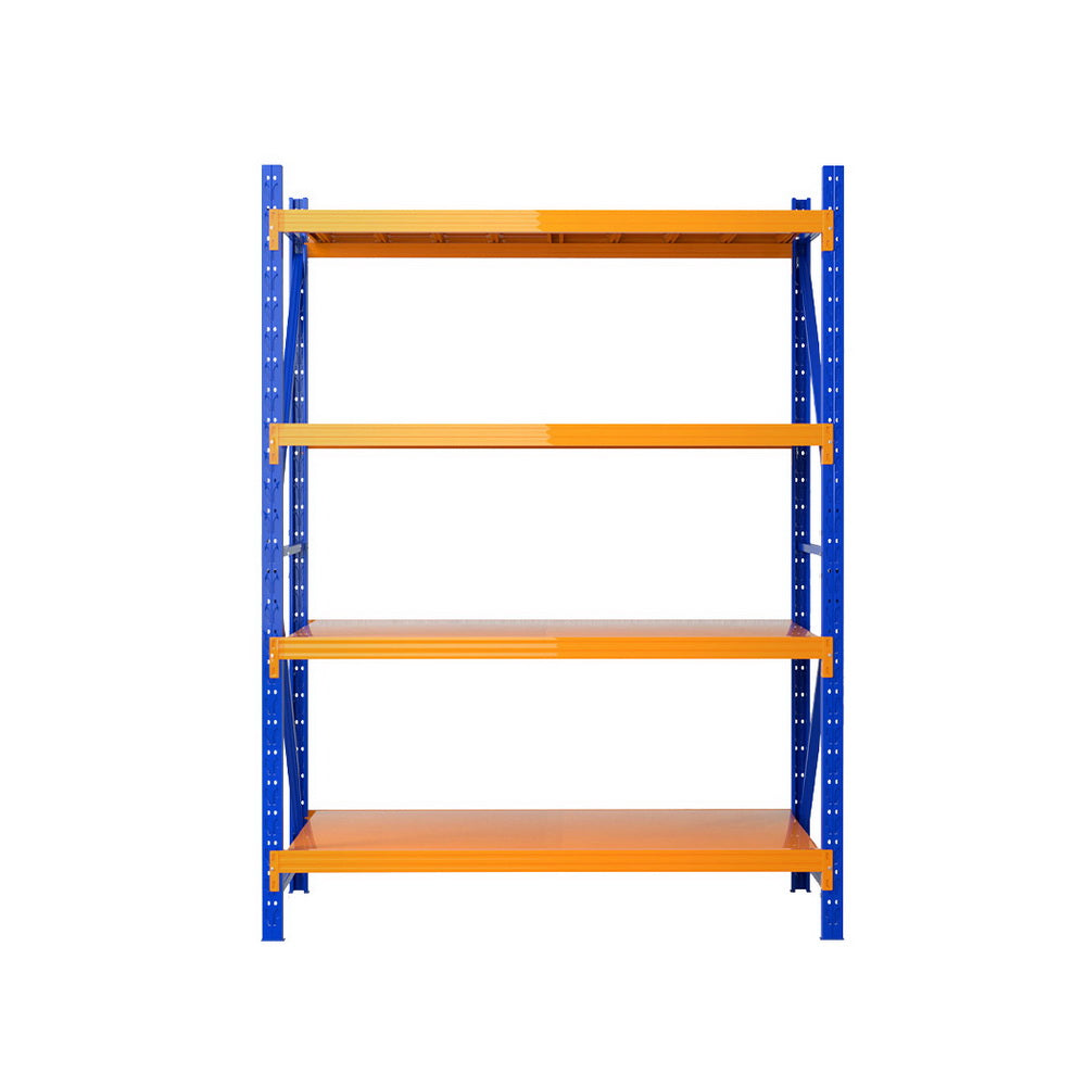 4 Tier Steel Warehouse Shelving Rack 1.5m x 0.6m x 2m Orange and Blue