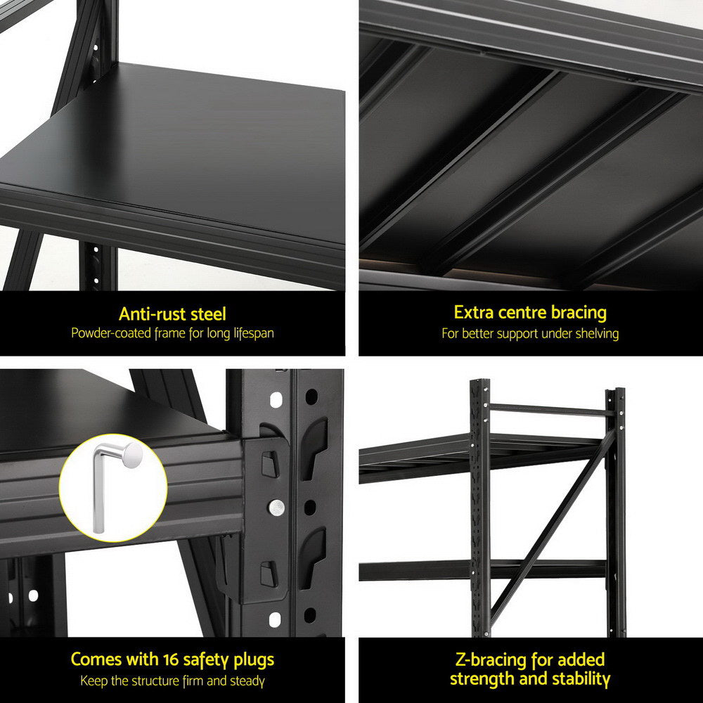 Garage Shelving Warehouse Rack, 4m x 1.8m Black