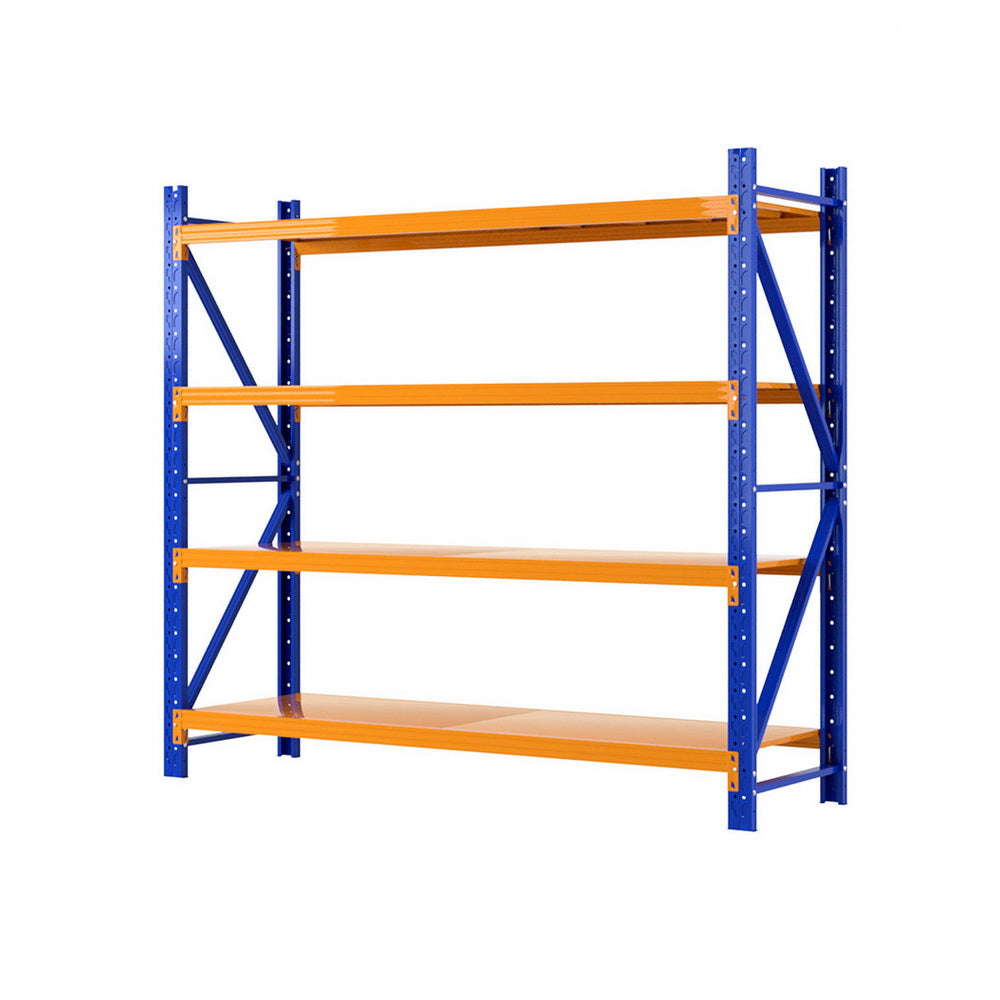 4 Tier Steel Warehouse Shelving Rack 2m x 0.6m x 1.8m Orange and Blue