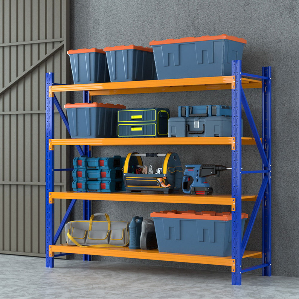 4 Tier Steel Warehouse Shelving Rack 2m x 0.6m x 1.8m Orange and Blue