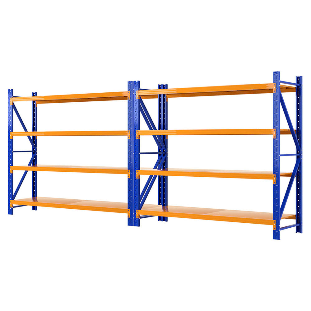Garage Shelving Rack 2 Pack 4 Tier 4M x 0.6M x 1.8M Orange and Blue