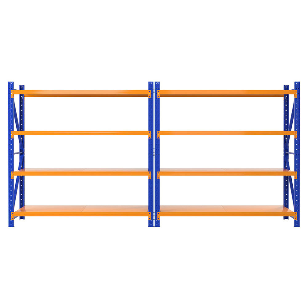 Garage Shelving Rack 2 Pack 4 Tier 4M x 0.6M x 1.8M Orange and Blue