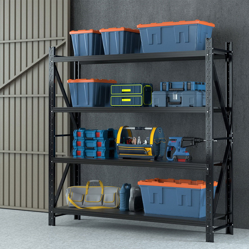 Warehouse Shelving Rack 4 Tier 200kg 2M x 2M 500mm Deep Black