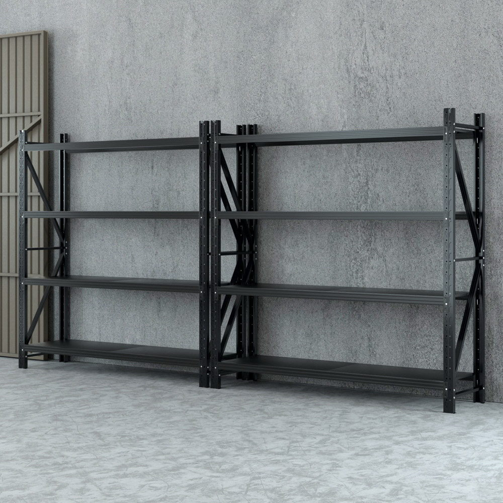Garage Shelving Rack 2 Pack 4 Tier 4M x 0.5M x 2M Black