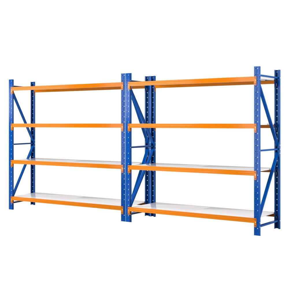 Garage Shelving Warehouse Rack, 4m x 2m Orange and Blue