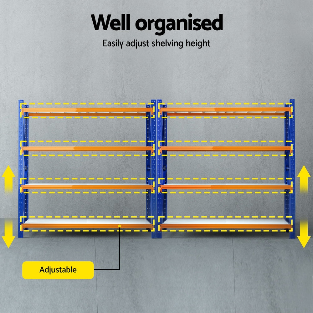 Garage Shelving Warehouse Rack, 4m x 2m Orange and Blue