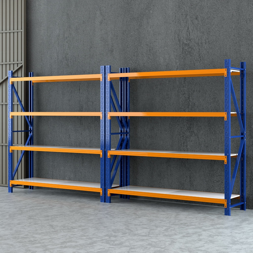 Garage Shelving Warehouse Rack, 4m x 2m Orange and Blue