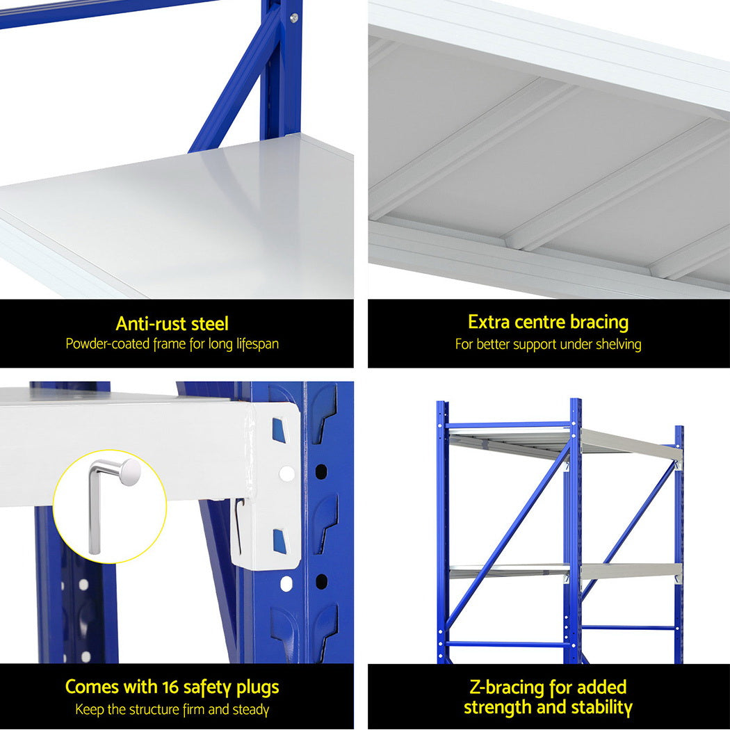 Warehouse Shelving Rack 4 Tier 200kg 2M x 2M 600mm Deep Blue and Grey