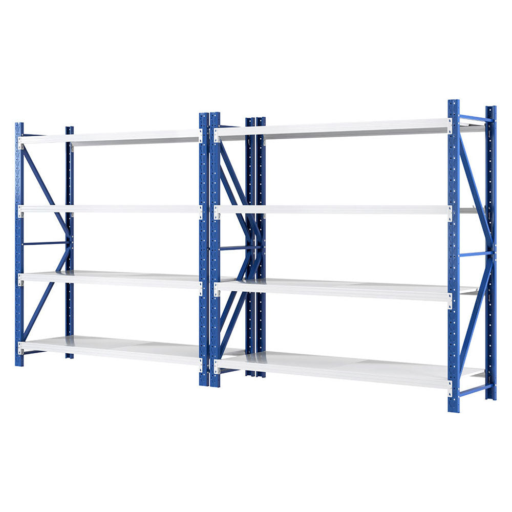 Garage Shelving Rack 2 Pack 4 Tier 4M x 0.6M x 2M Blue and Grey