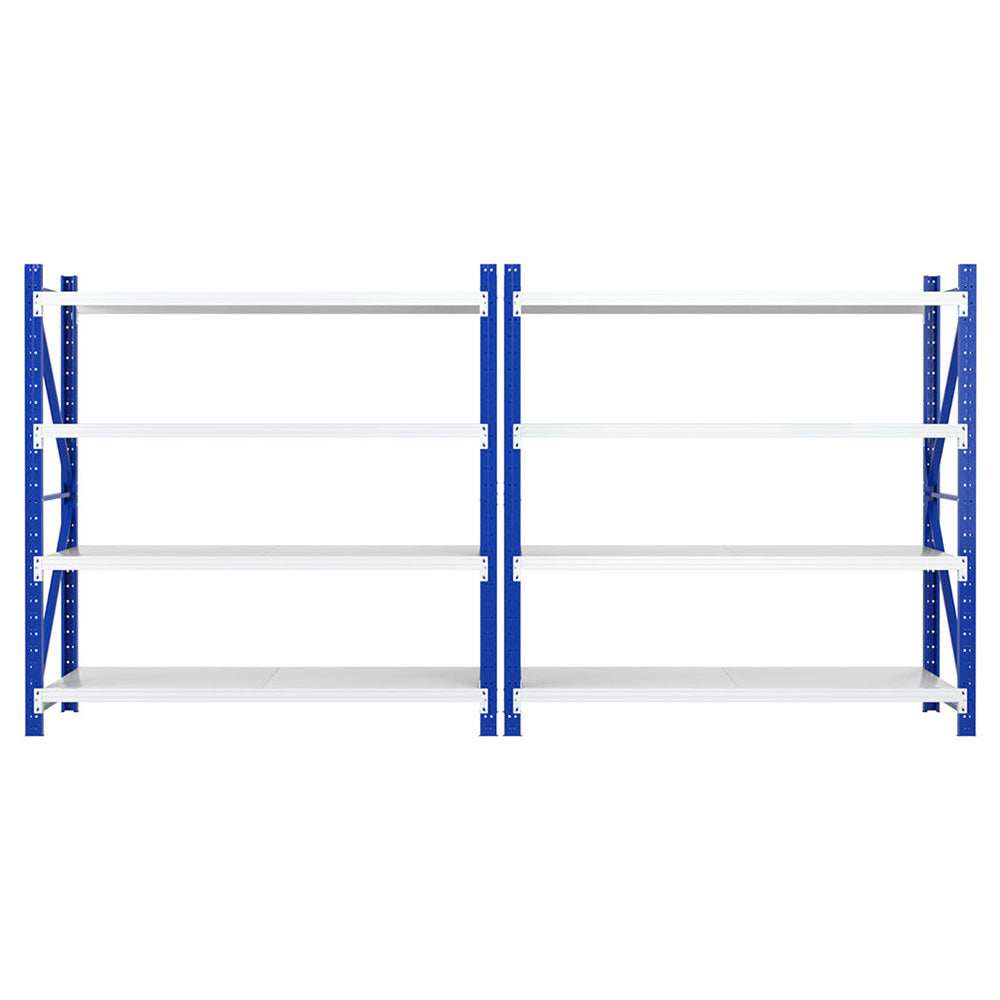 Garage Shelving Rack 2 Pack 4 Tier 4M x 0.6M x 2M Blue and Grey