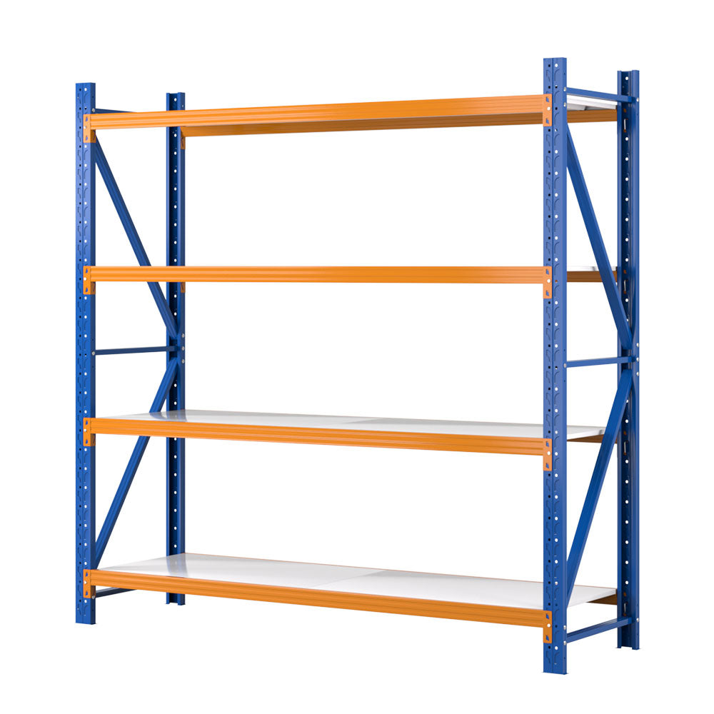 Warehouse Shelving Rack 4 Tier 200kg 2M x 2M 600mm Deep Orange and Blue