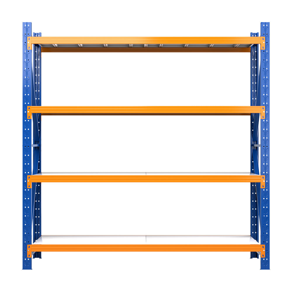 Warehouse Shelving Rack 4 Tier 200kg 2M x 2M 600mm Deep Orange and Blue