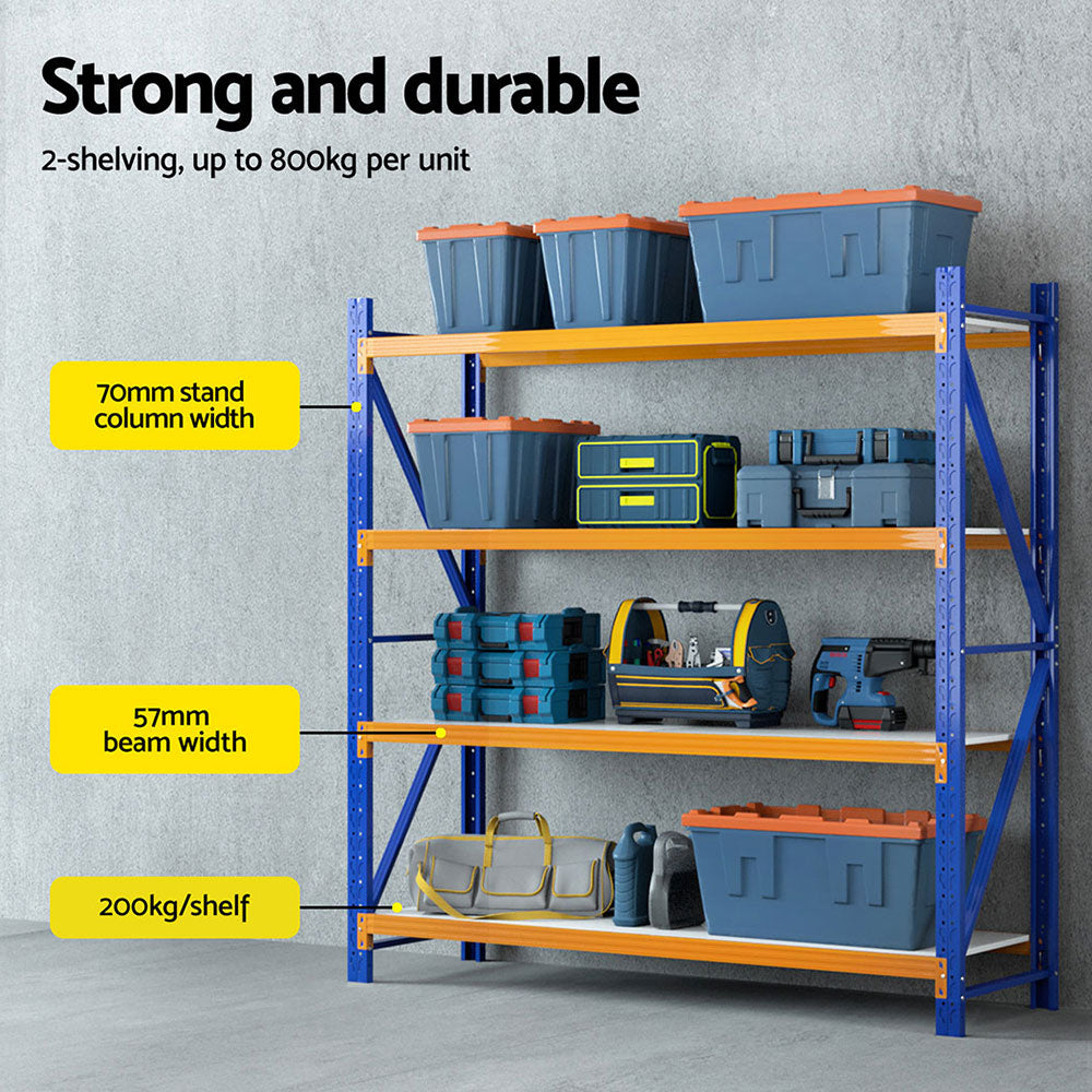 Garage Shelving Warehouse Rack, 4m x 2m Orange and Blue