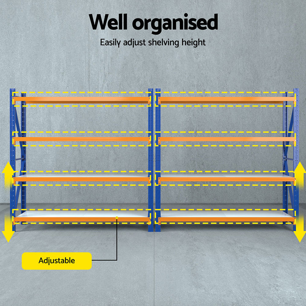 Garage Shelving Warehouse Rack, 4m x 2m Orange and Blue