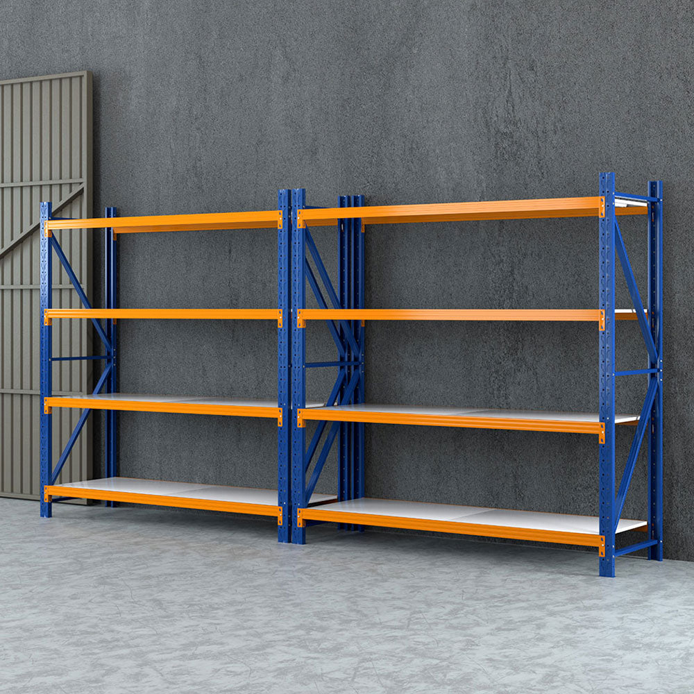 Garage Shelving Warehouse Rack, 4m x 2m Orange and Blue