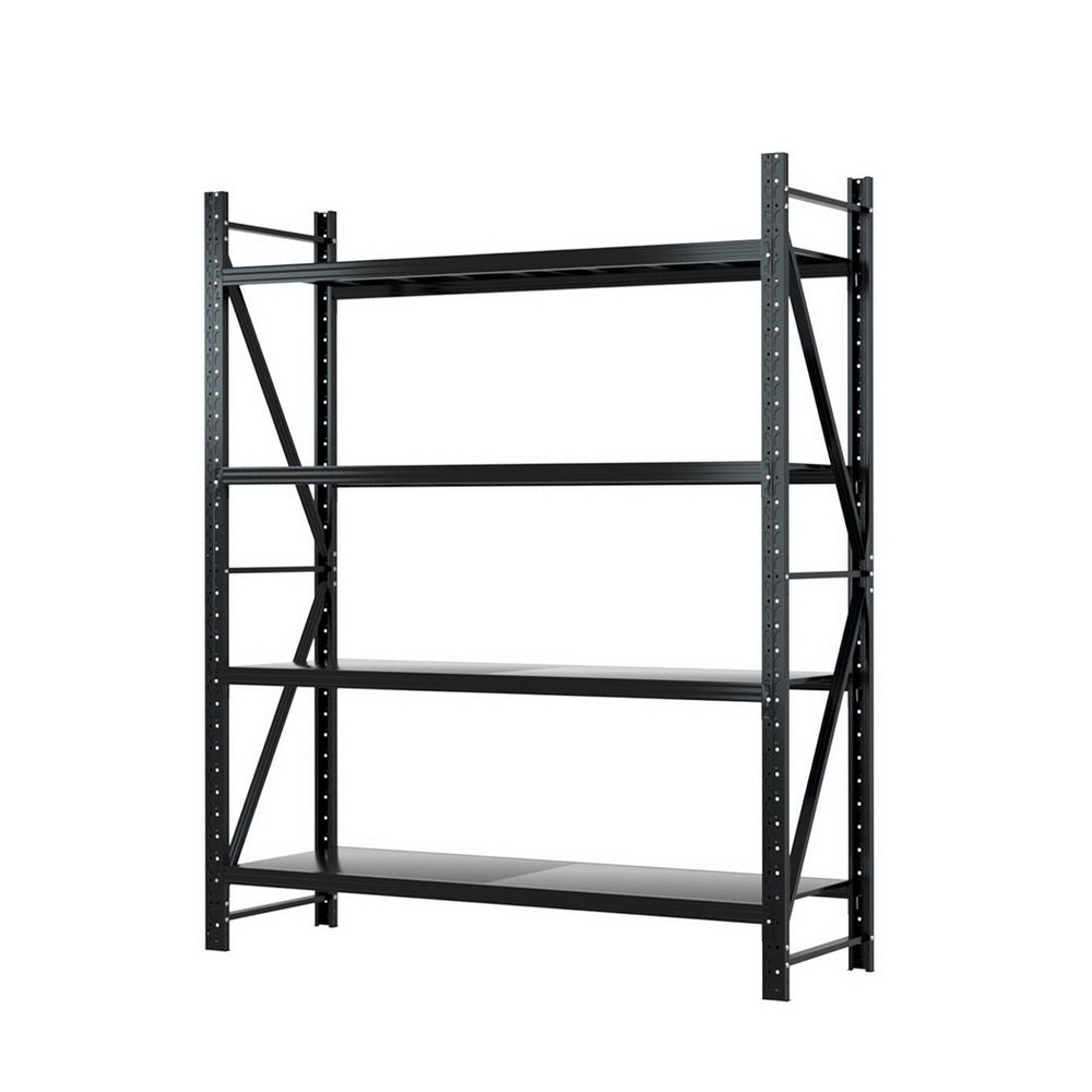 Warehouse Shelving Rack 4 Tier 200kg 2.4M x 2M 600mm Deep Black