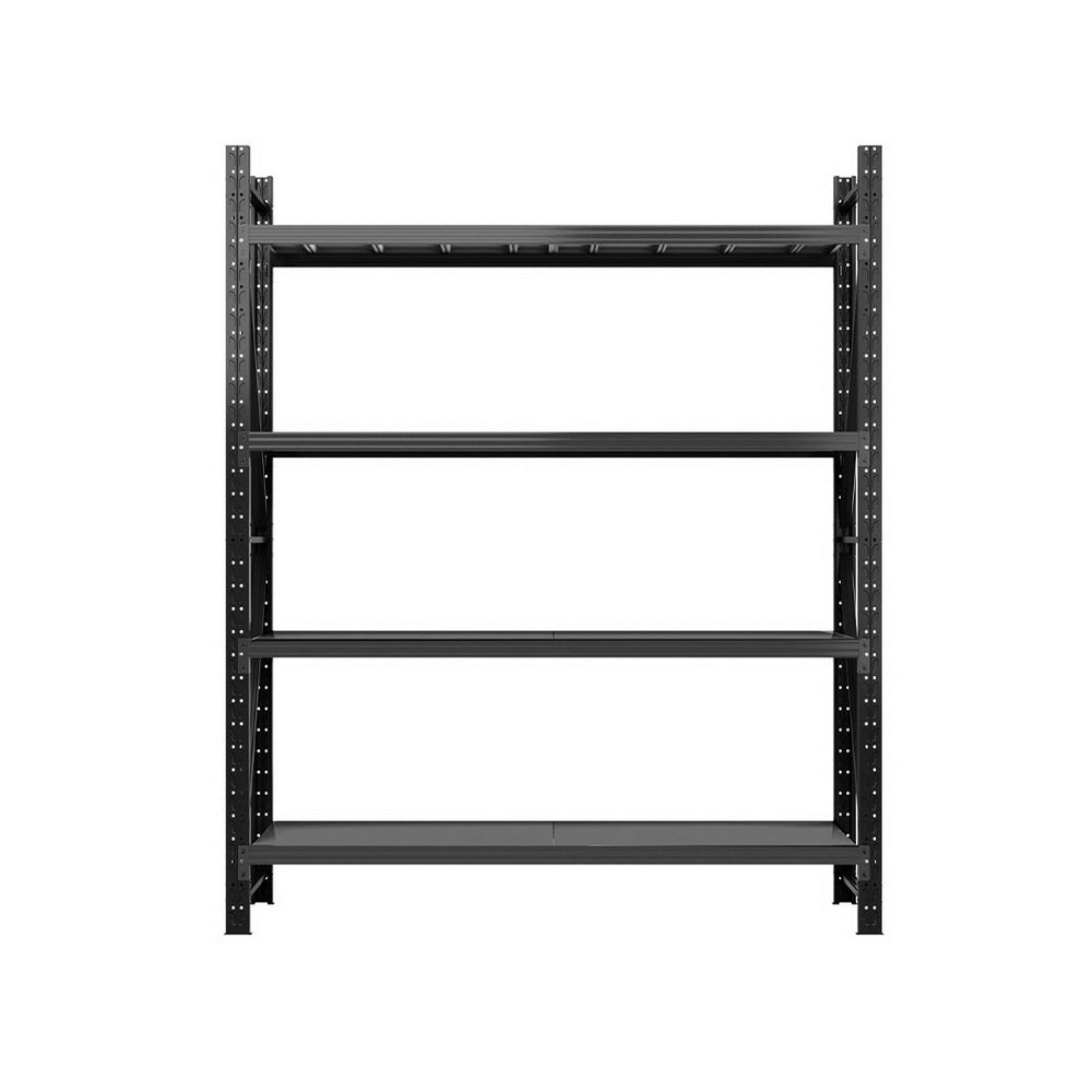 Warehouse Shelving Rack 4 Tier 200kg 2.4M x 2M 600mm Deep Black