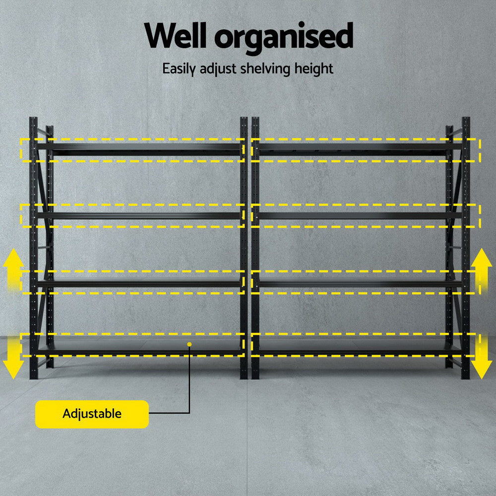 Garage Shelving Warehouse Rack, 4m x 2.4m Black