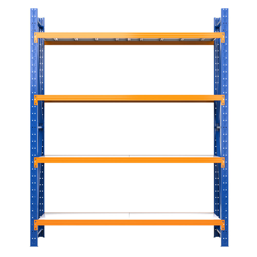 Warehouse Shelving Rack 4 Tier 200kg 2.4M x 2M 600mm Deep Orange and Blue