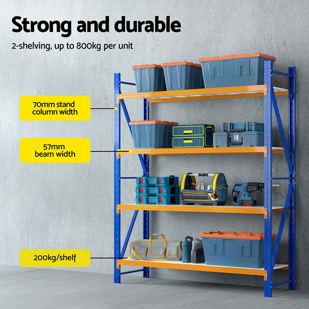 Garage Shelving Warehouse Rack, 4m x 2.4m Orange and Blue