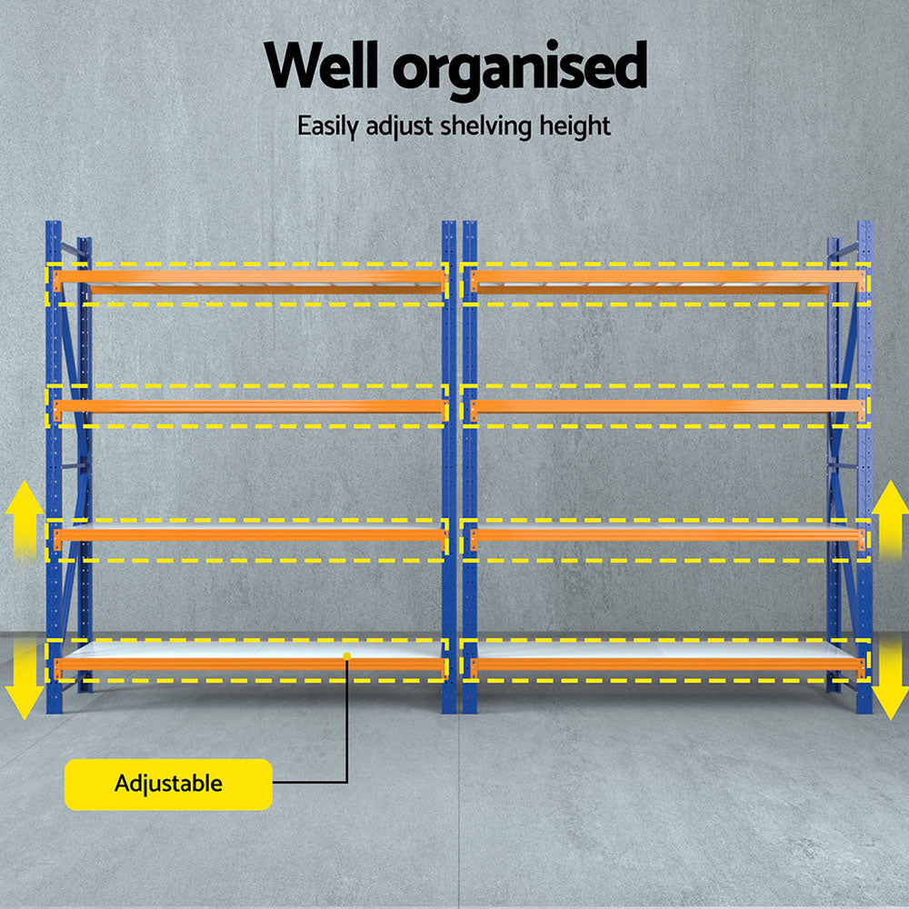Garage Shelving Warehouse Rack, 4m x 2.4m Orange and Blue