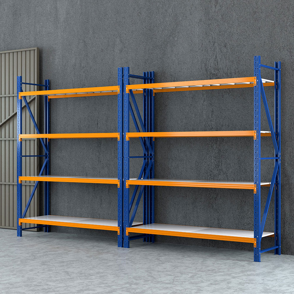 Garage Shelving Warehouse Rack, 4m x 2.4m Orange and Blue