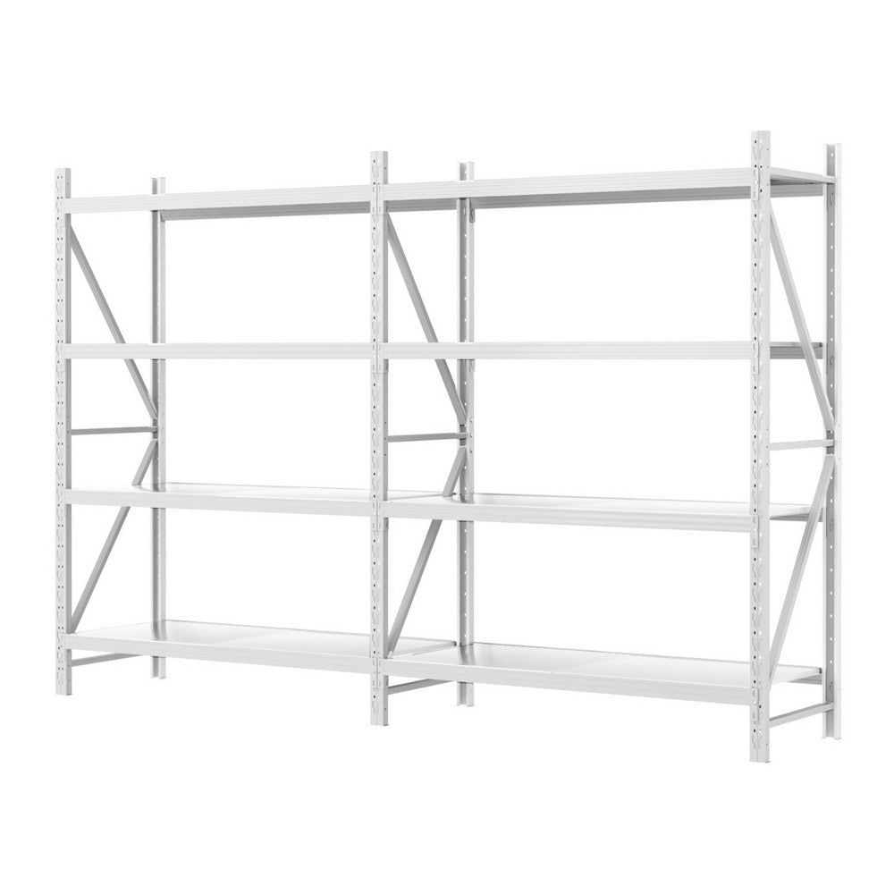 Steel Garage Shelving Rack 4 Tier 3M x 0.6M x 2M White