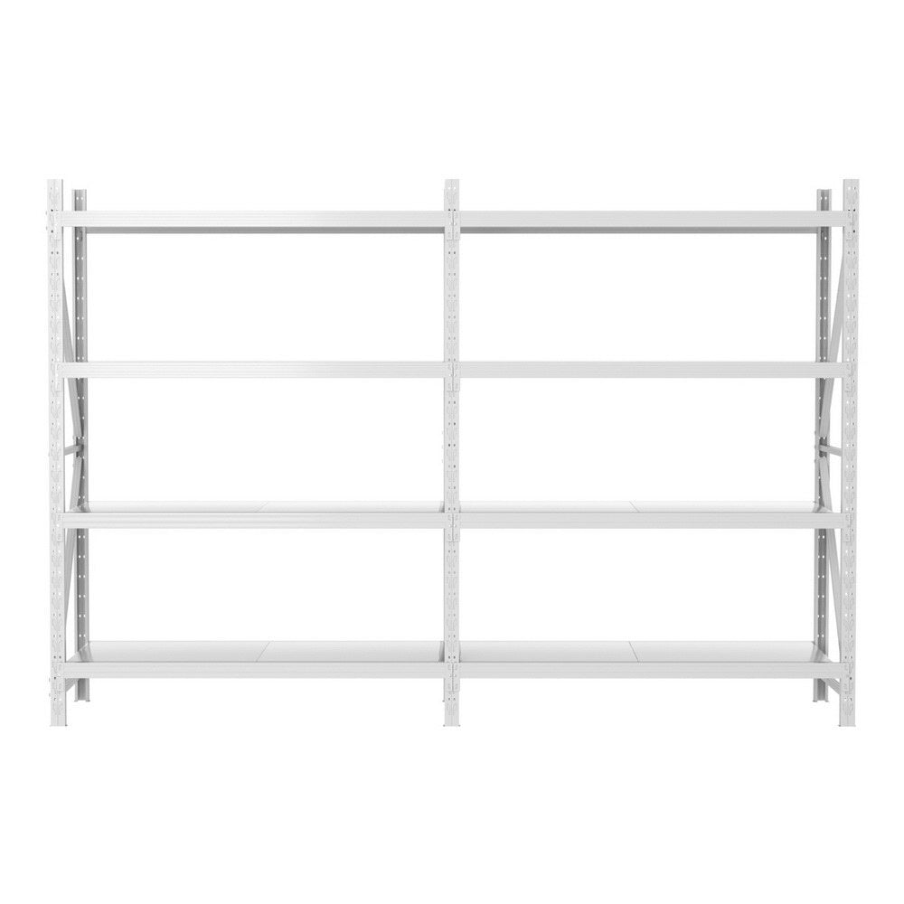 Steel Garage Shelving Rack 4 Tier 3M x 0.6M x 2M White