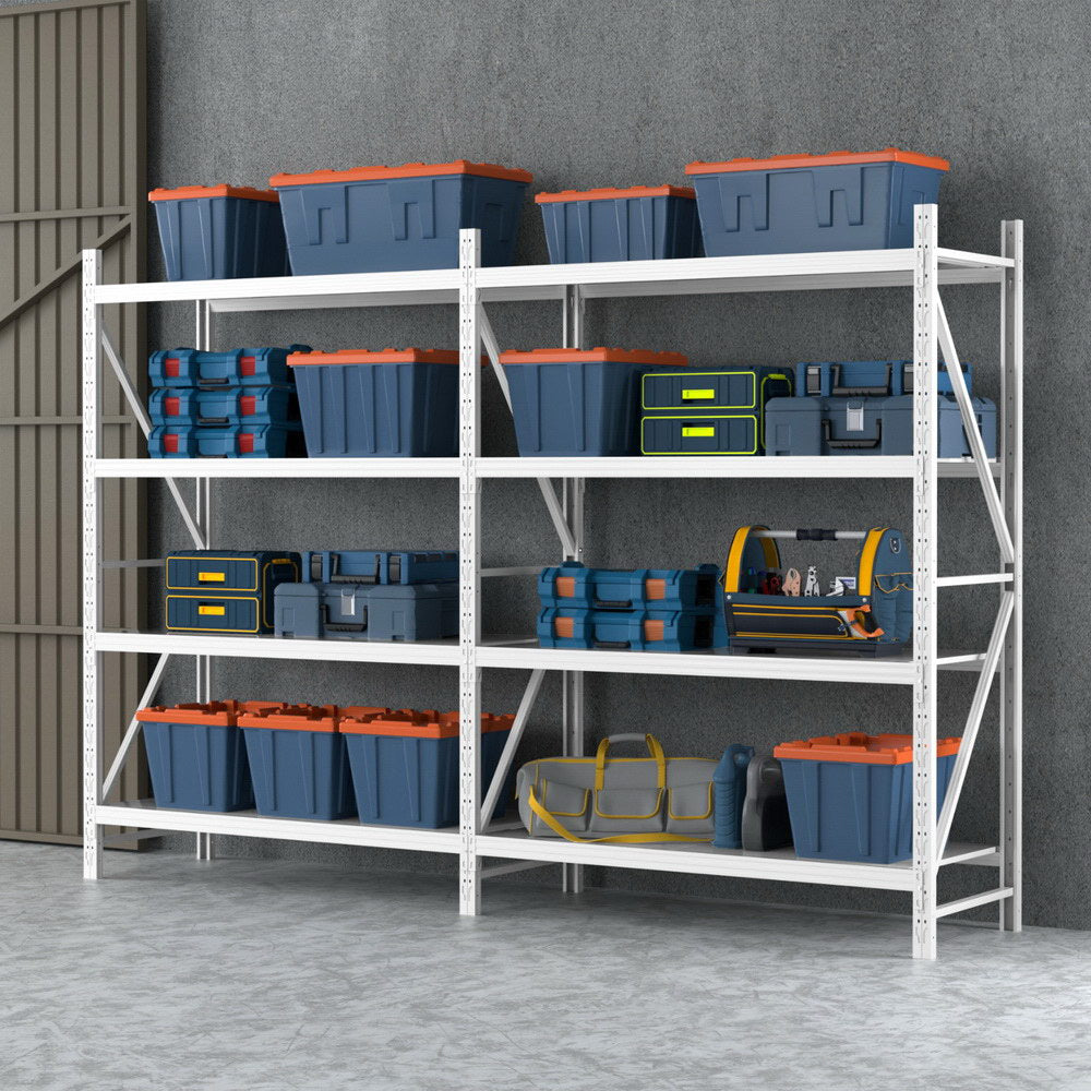 Steel Garage Shelving Rack 4 Tier 3M x 0.6M x 2M White