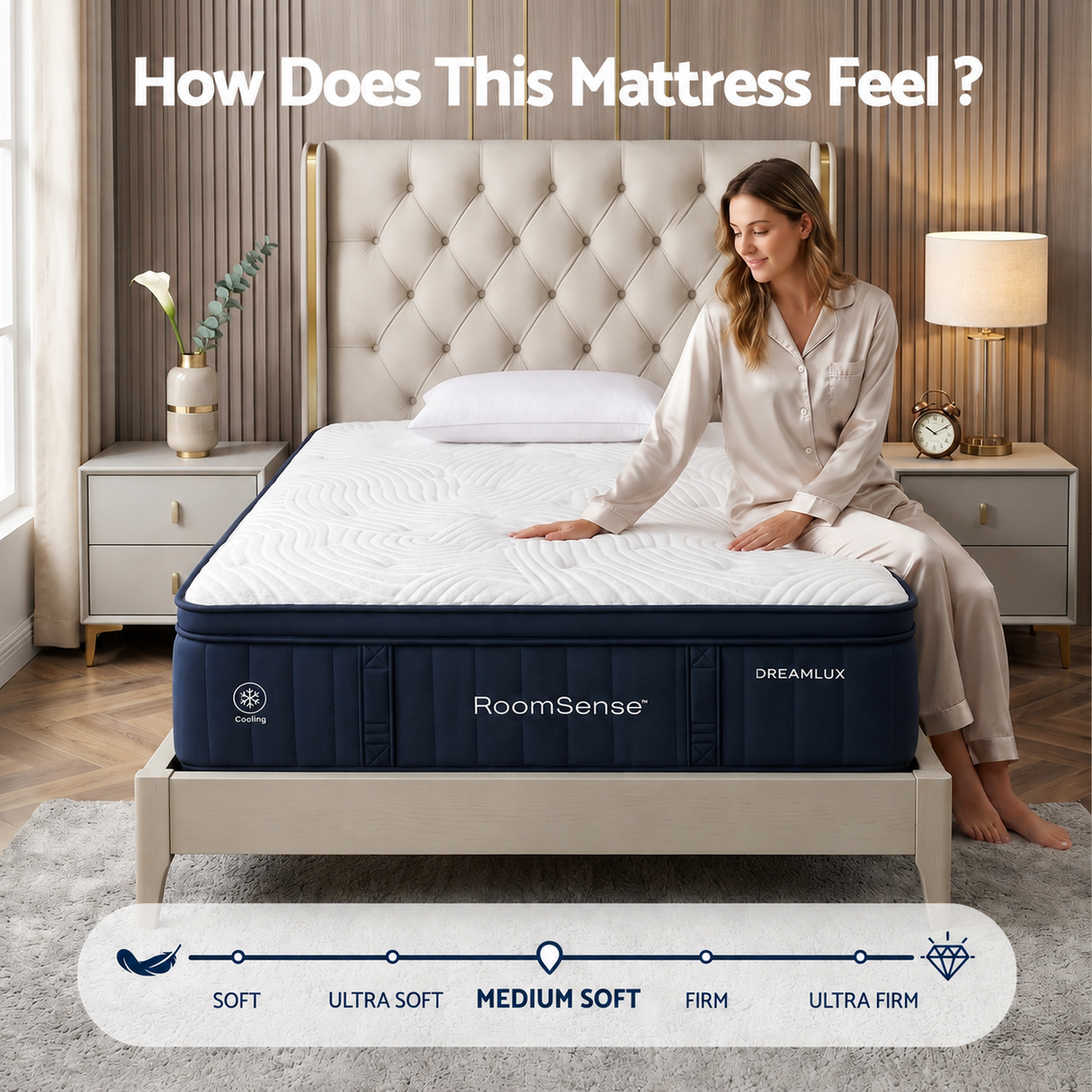 Medium soft gel memory foam pocket spring mattress, 34cm king single