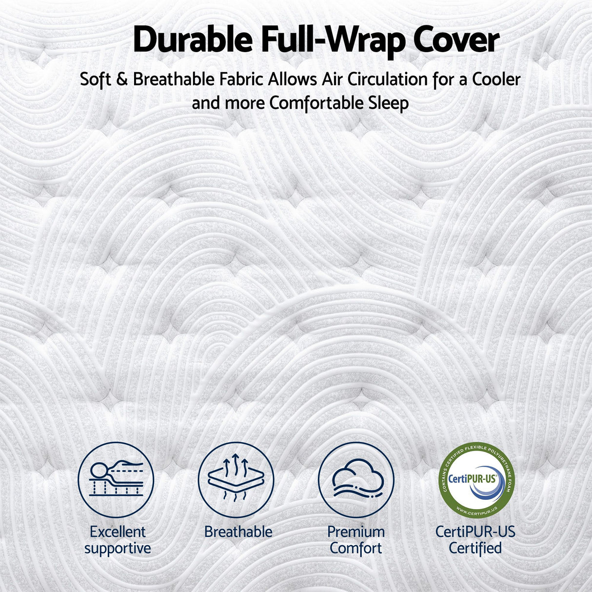 Medium soft 5 zone gel hybrid mattress with cooling pillows, 34cm queen