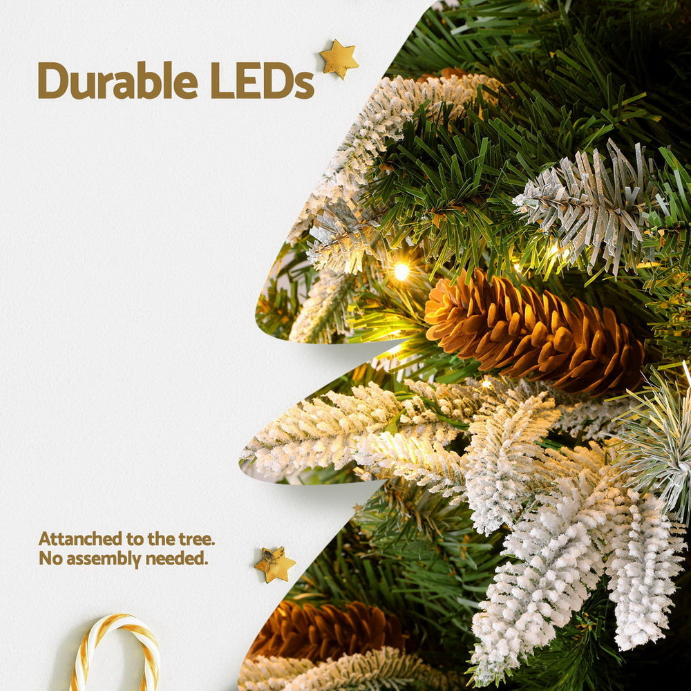 Jingle Jollys 190cm LED Flocked Christmas Tree