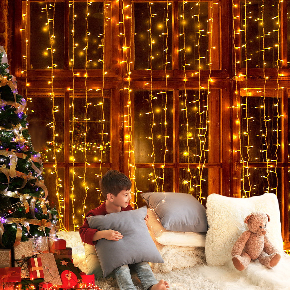 Jingle Jollys 3x6M Warm White Curtain Lights
