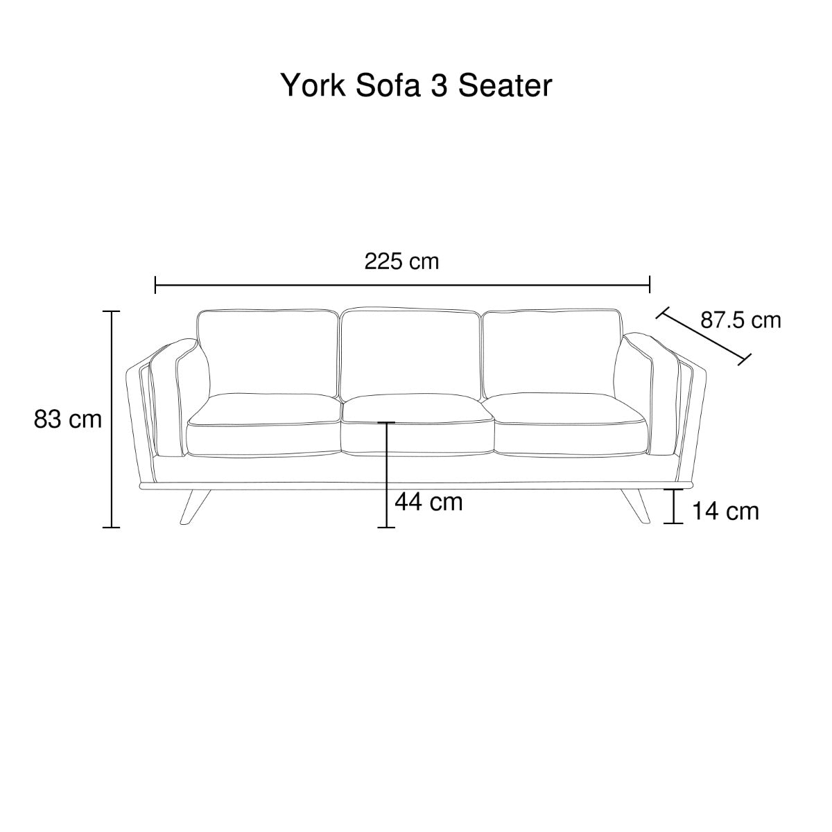 Brown 3 Seater Faux Sofa for Living Room