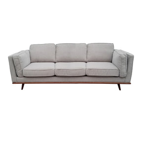 Frigiliana beige linen 3 seater sofa with double layered cushions and wooden frame