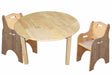 Round Toddler Table and 2 Chairs Set, Rubberwood