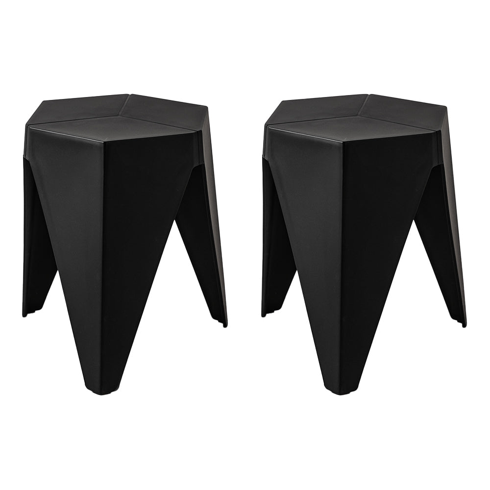 Leongatha Puzzle Stool, Black 2pcs