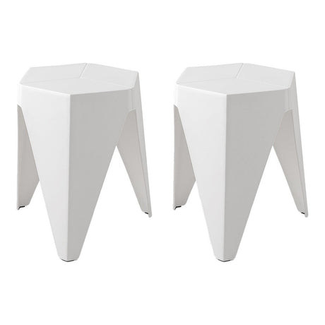Leongatha Puzzle Stool, White 2pcs