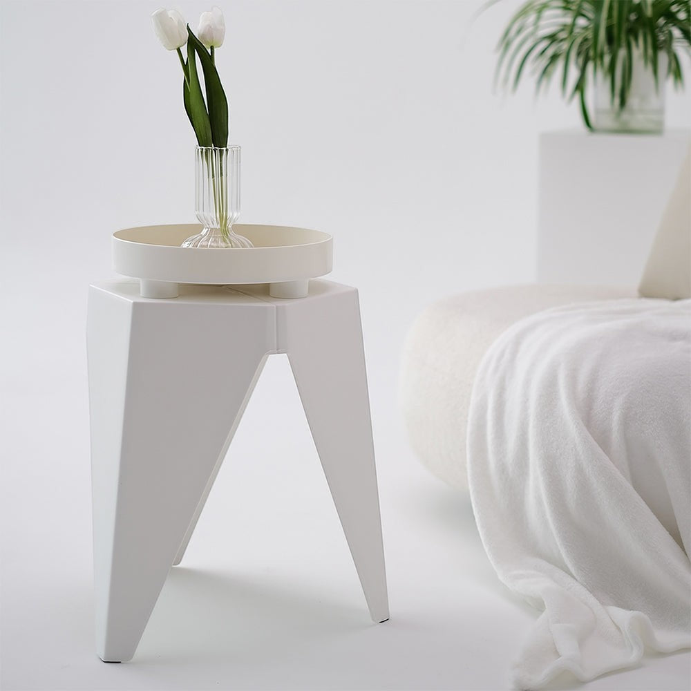 Leongatha Puzzle Stool, White 2pcs