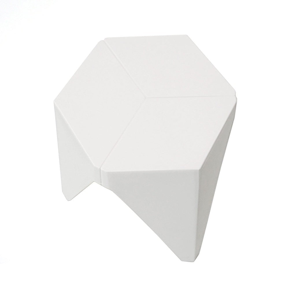 Close up of the leongatha puzzle stool white seat and frame