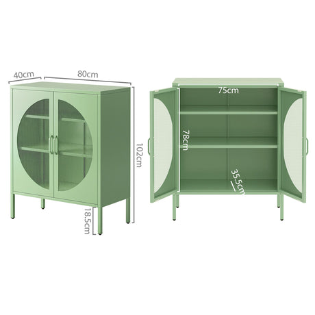 Glossop 2 Door Buffet Sideboard, Green 2pcs