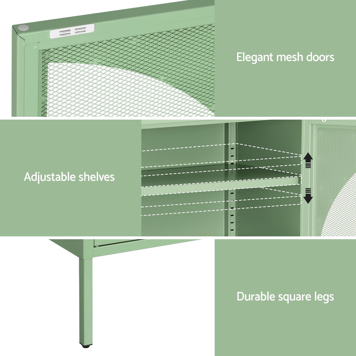 Glossop 2 Door Buffet Sideboard, Green 2pcs