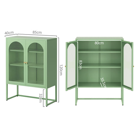 Red Cliffs 2 Door Buffet Sideboard, Green 2pcs