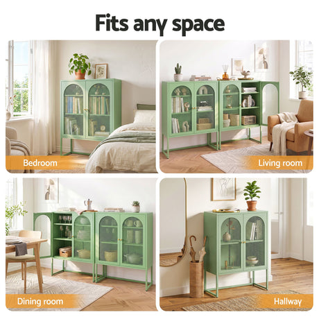 Red Cliffs 2 Door Buffet Sideboard, Green 2pcs