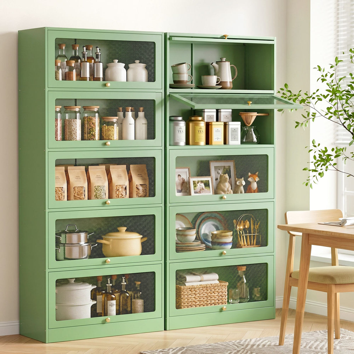 Loveday Buffet Sideboard, Light Green 2pcs